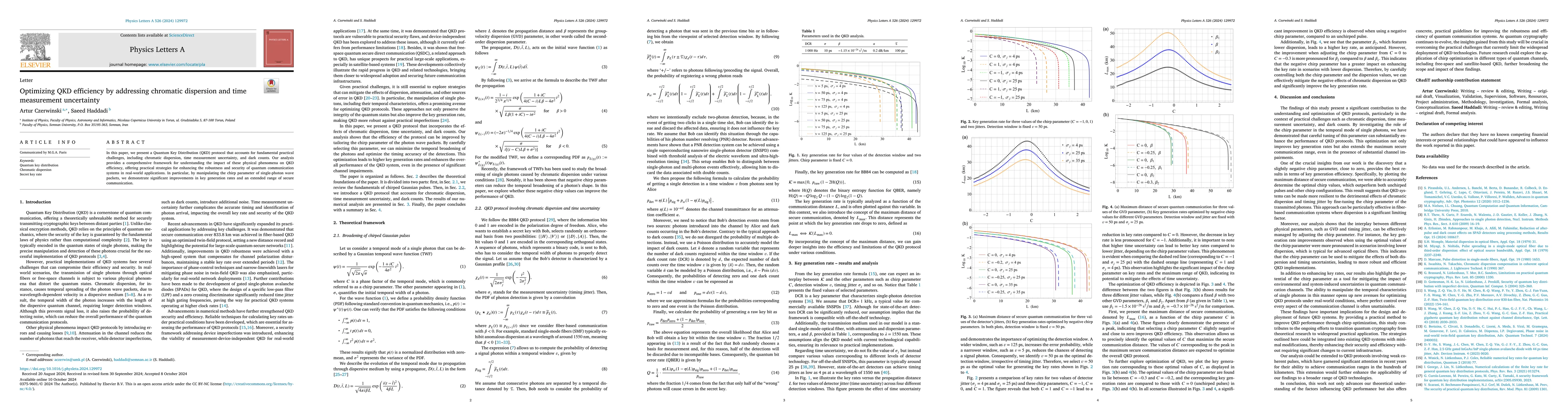 Thumbnail for Optimizing QKD efficiency by addressing chromatic dispersion and time
  measurement uncertainty