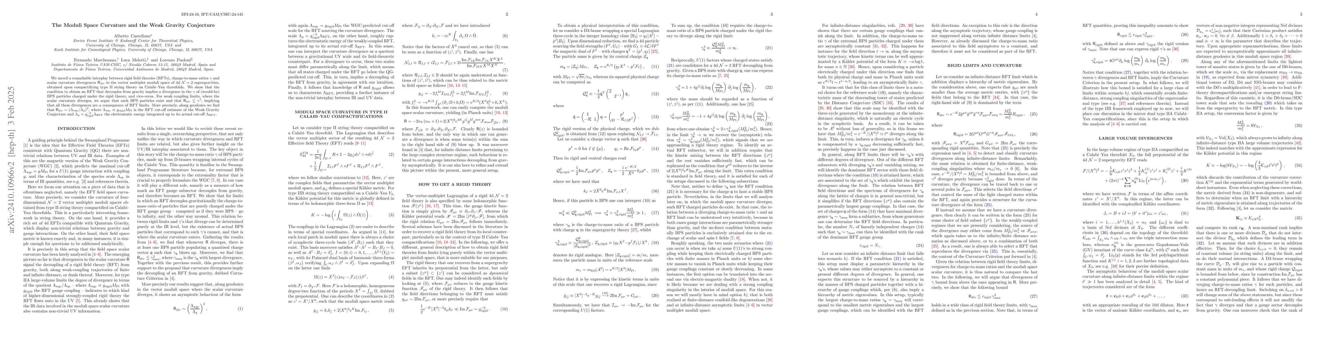 Thumbnail for The Moduli Space Curvature and the Weak Gravity Conjecture