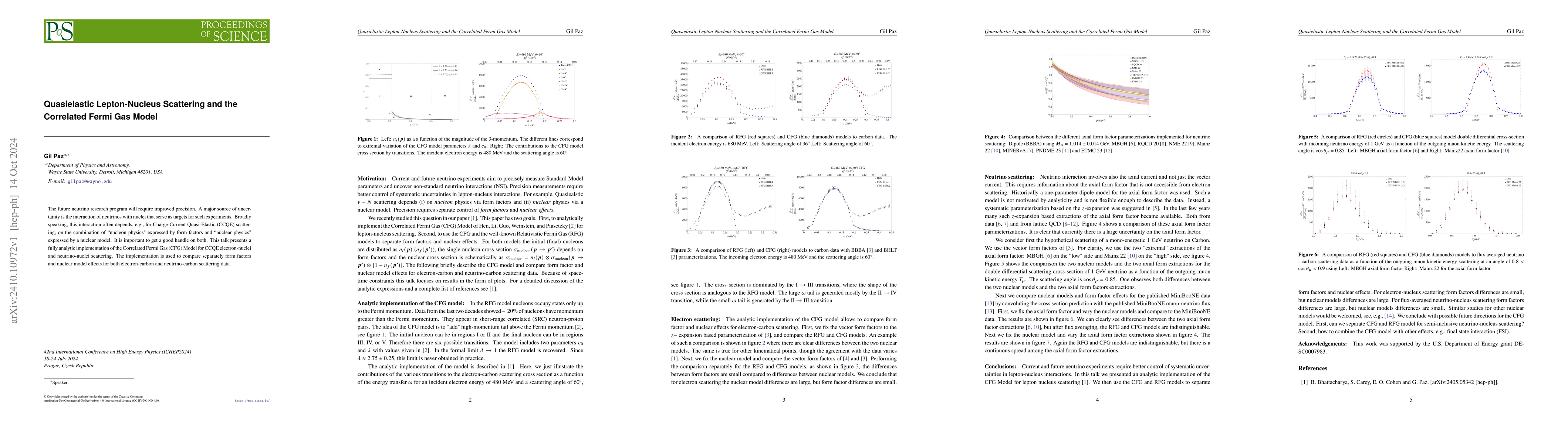 Thumbnail for Quasielastic Lepton-Nucleus Scattering and the Correlated Fermi Gas
  Model