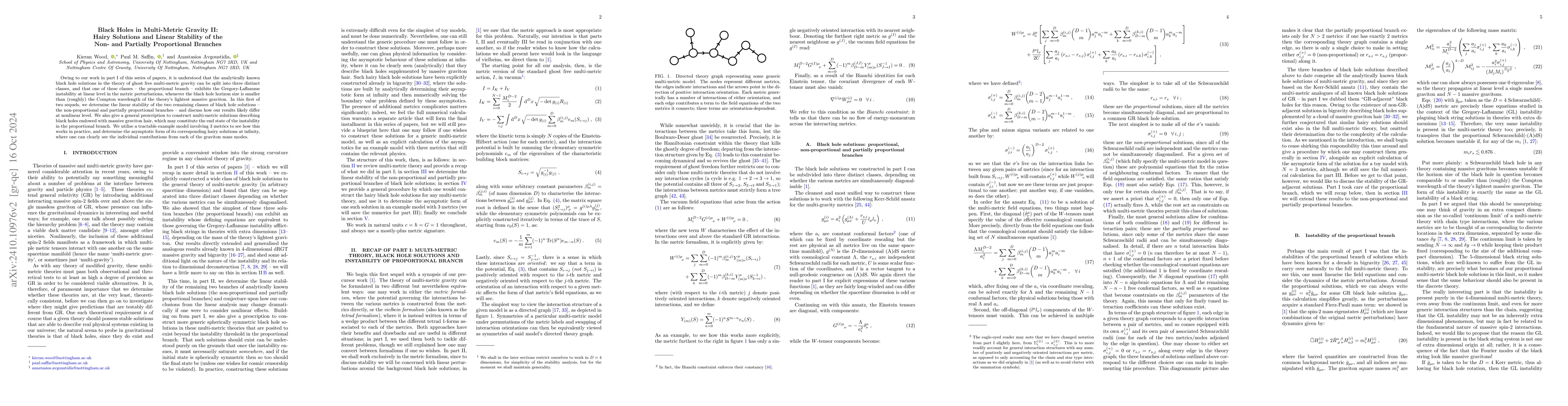 Thumbnail for Black Holes in Multi-Metric Gravity II: Hairy Solutions and Linear
  Stability of the Non- and Partially Proportional Branches