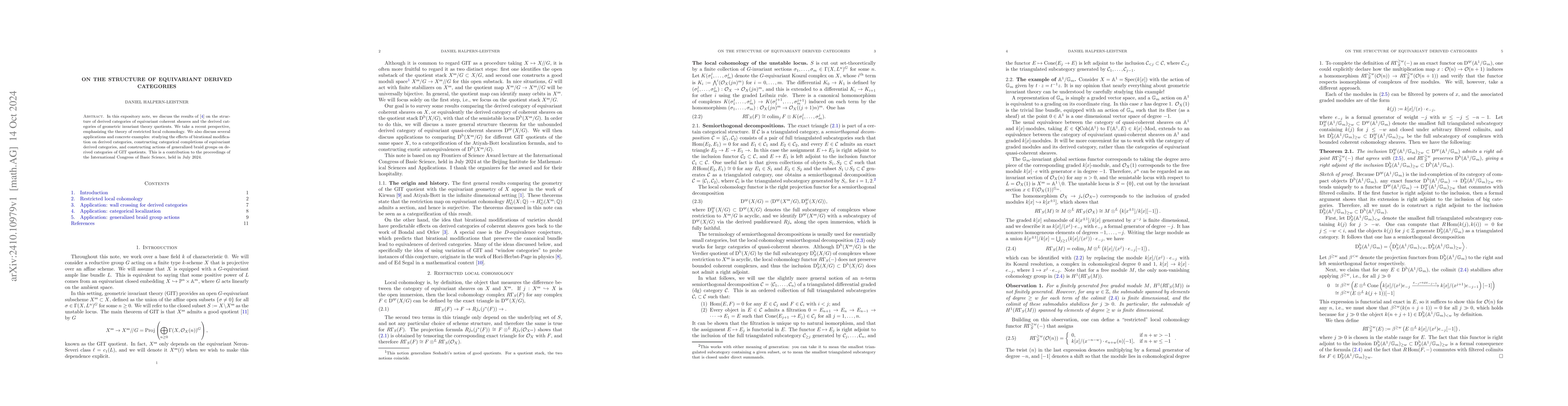 Thumbnail for On the structure of equivariant derived categories