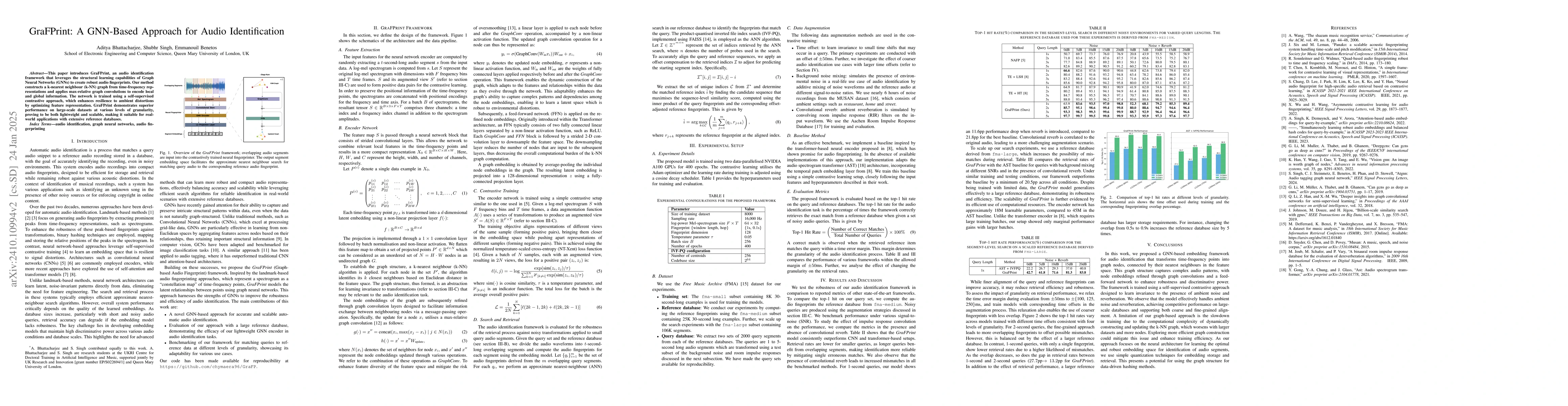 Thumbnail for GraFPrint: A GNN-Based Approach for Audio Identification