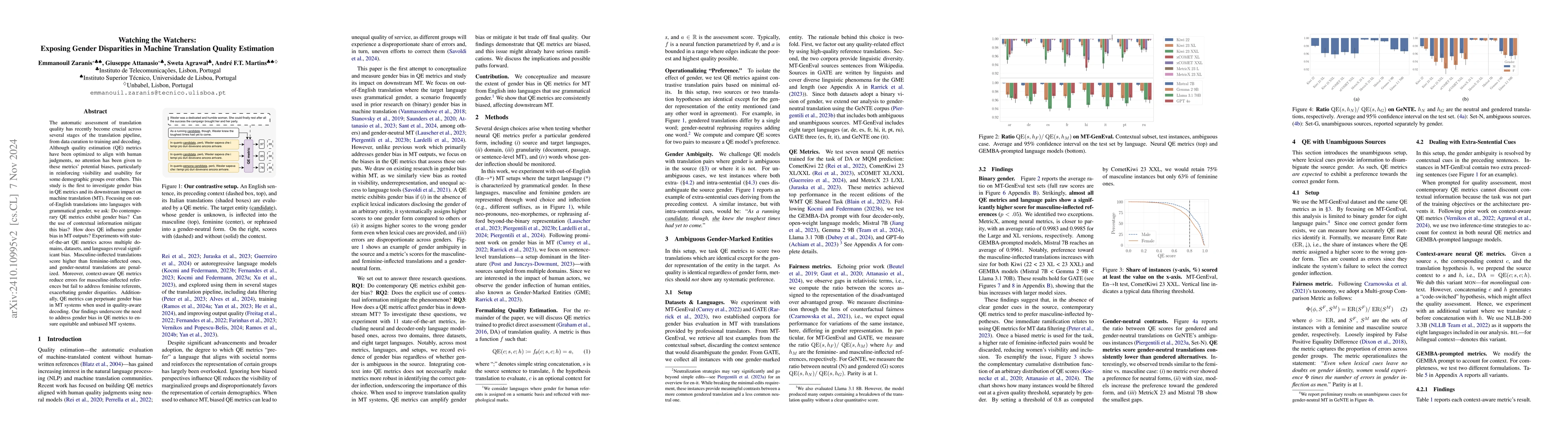 Thumbnail for Watching the Watchers: Exposing Gender Disparities in Machine
  Translation Quality Estimation