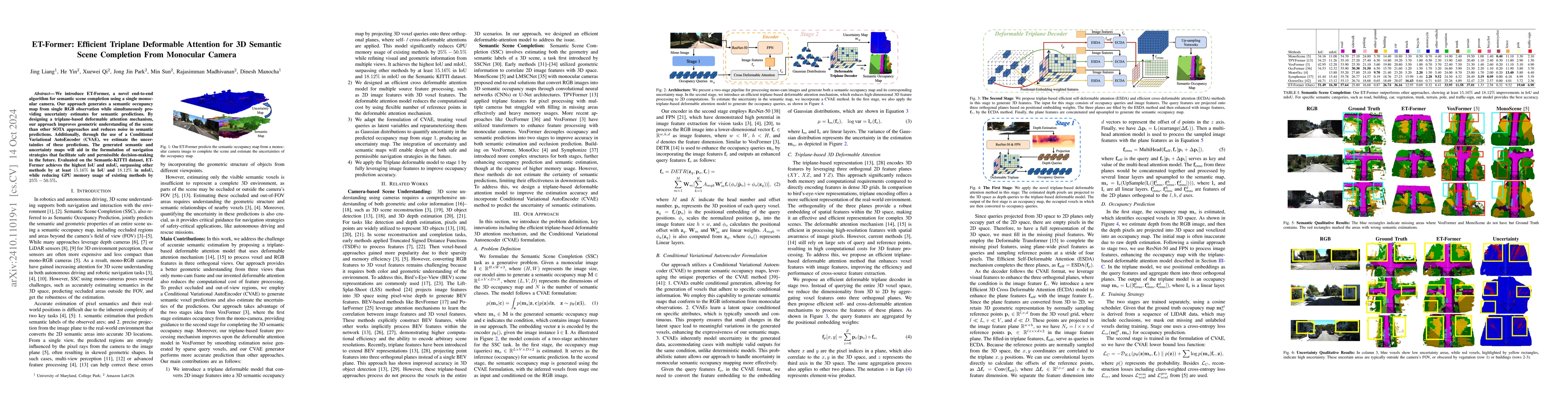 Thumbnail for ET-Former: Efficient Triplane Deformable Attention for 3D Semantic Scene
  Completion From Monocular Camera