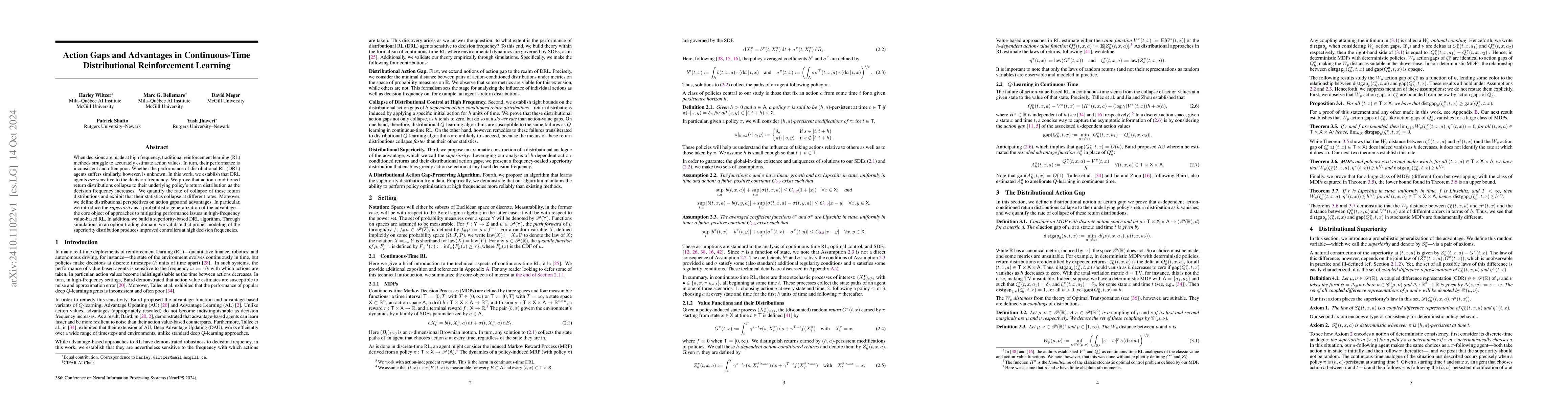 Thumbnail for Action Gaps and Advantages in Continuous-Time Distributional
  Reinforcement Learning