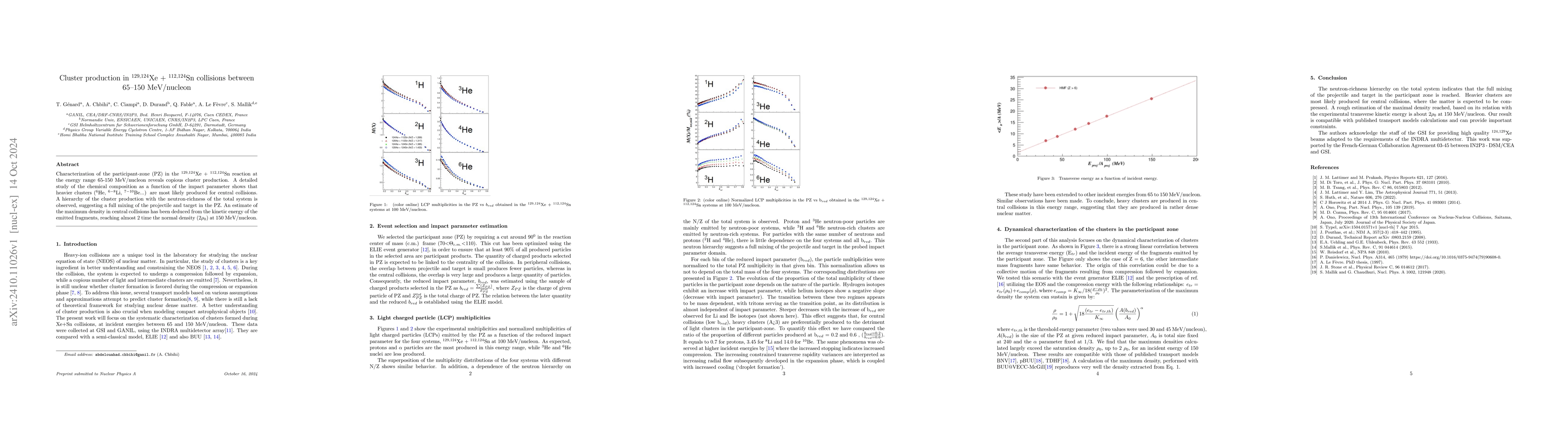 Thumbnail for Cluster production in Xe + Sn collisions between 65-150 MeV/nucleon