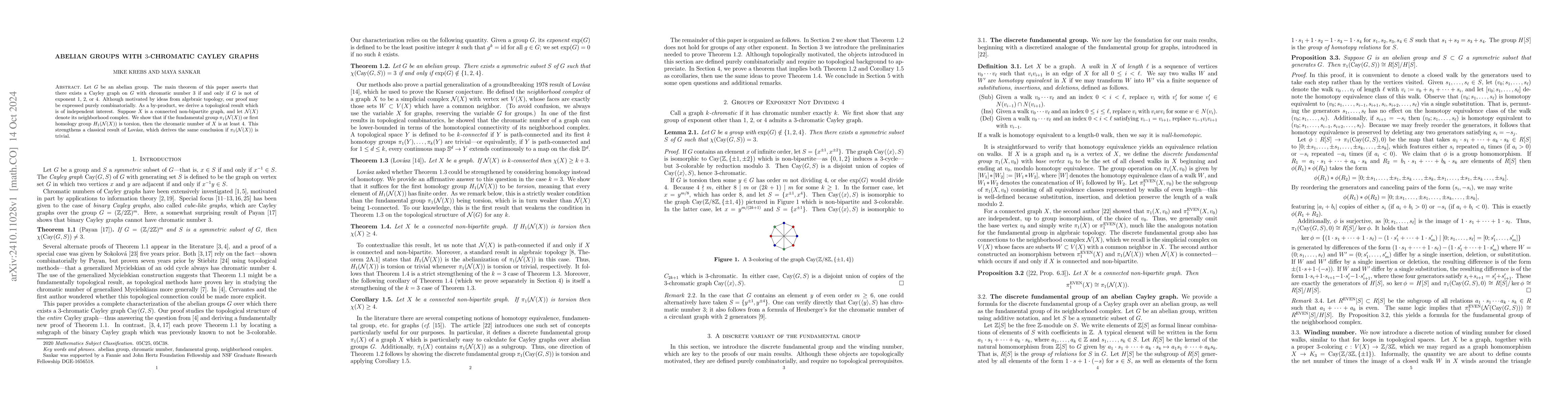 Thumbnail for Abelian groups with 3-chromatic Cayley graphs
