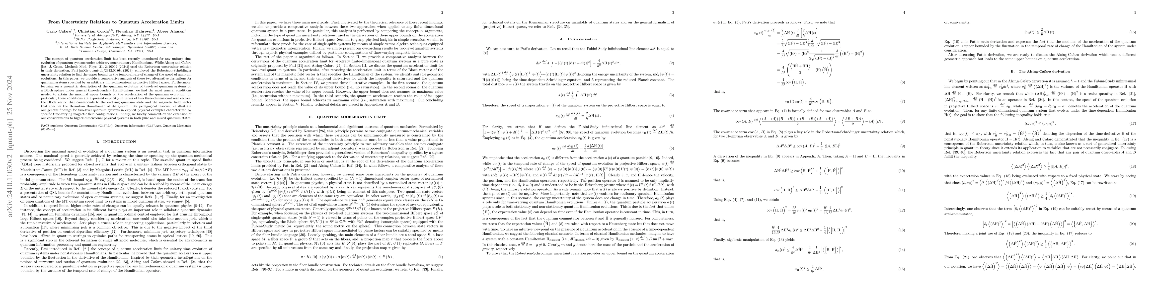 Thumbnail for From Uncertainty Relations to Quantum Acceleration Limits