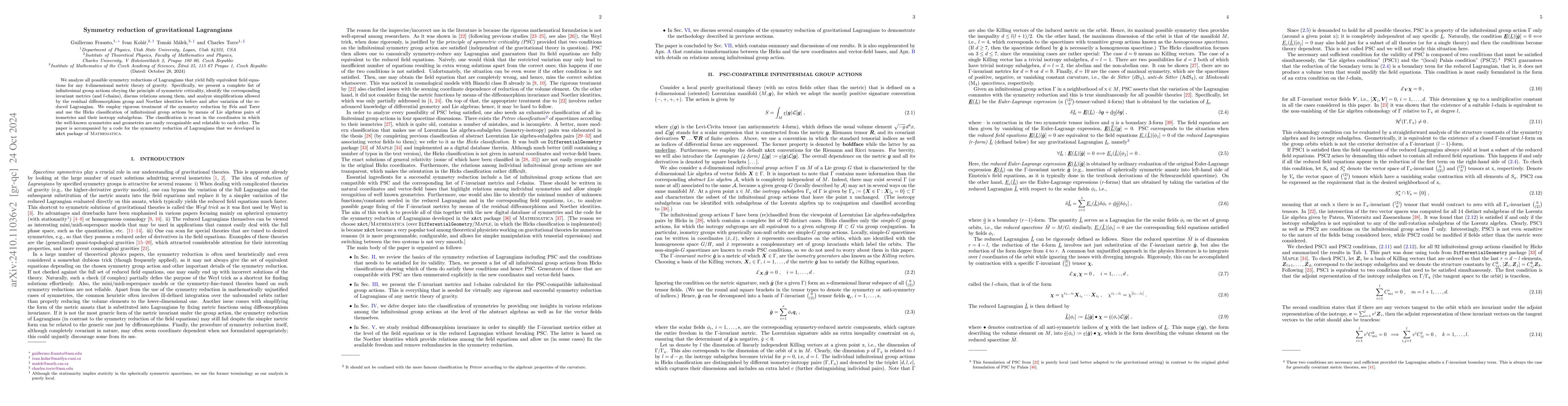 Thumbnail for Symmetry reduction of gravitational Lagrangians