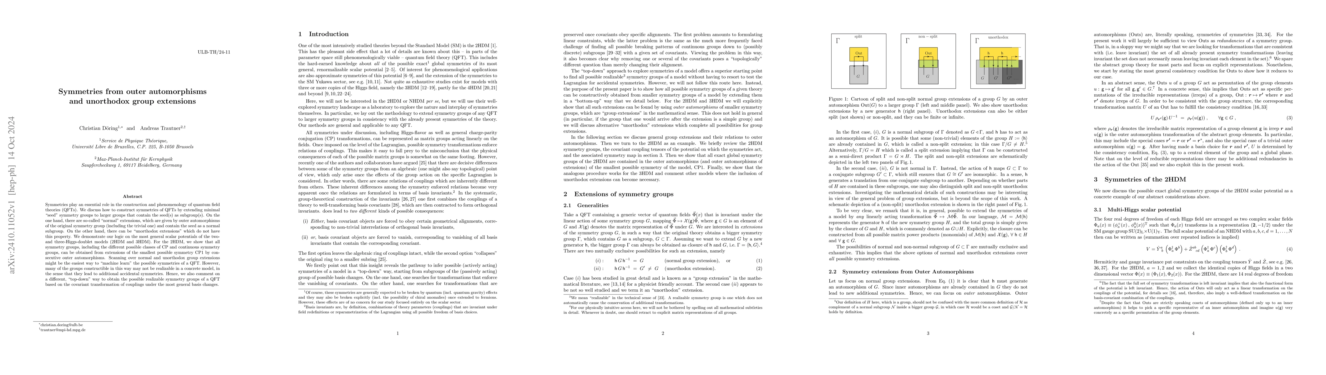 Thumbnail for Symmetries from outer automorphisms and unorthodox group extensions