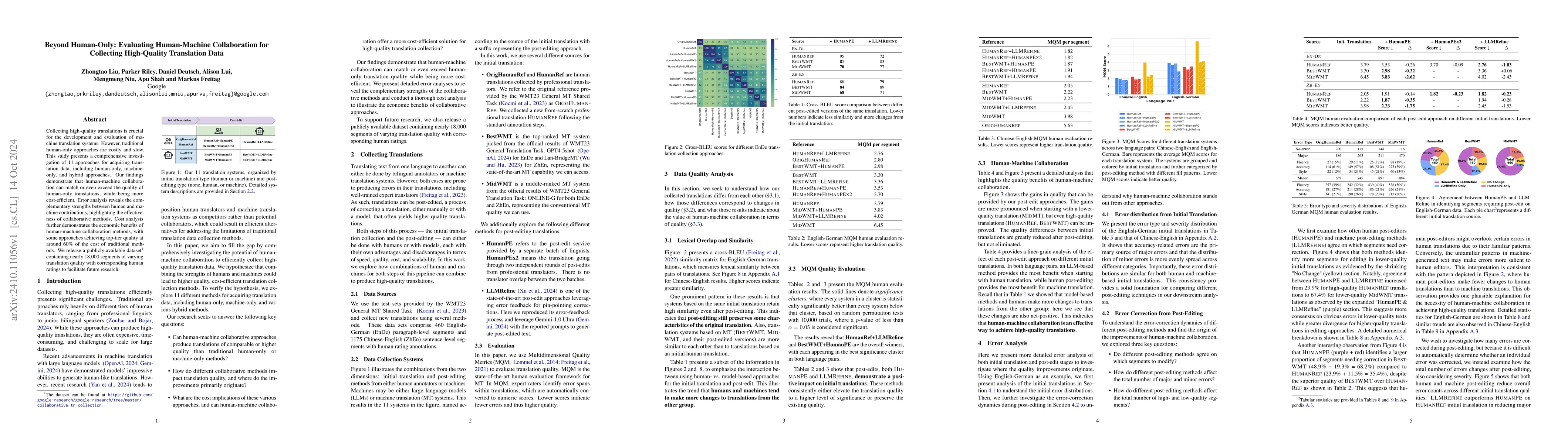 Thumbnail for Beyond Human-Only: Evaluating Human-Machine Collaboration for Collecting
  High-Quality Translation Data