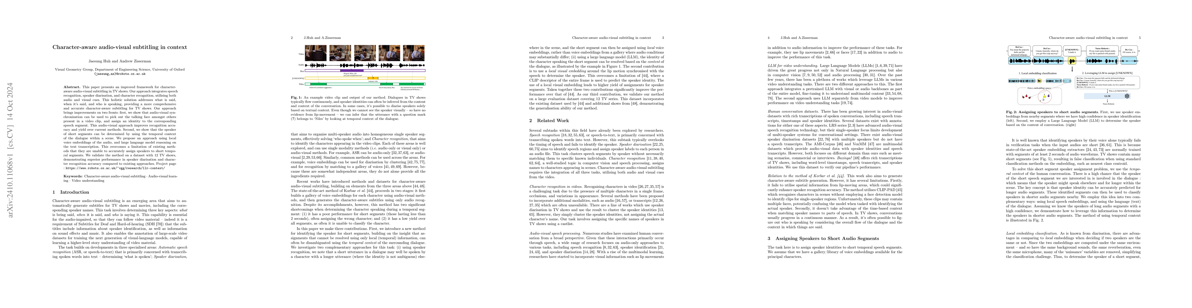 Thumbnail for Character-aware audio-visual subtitling in context