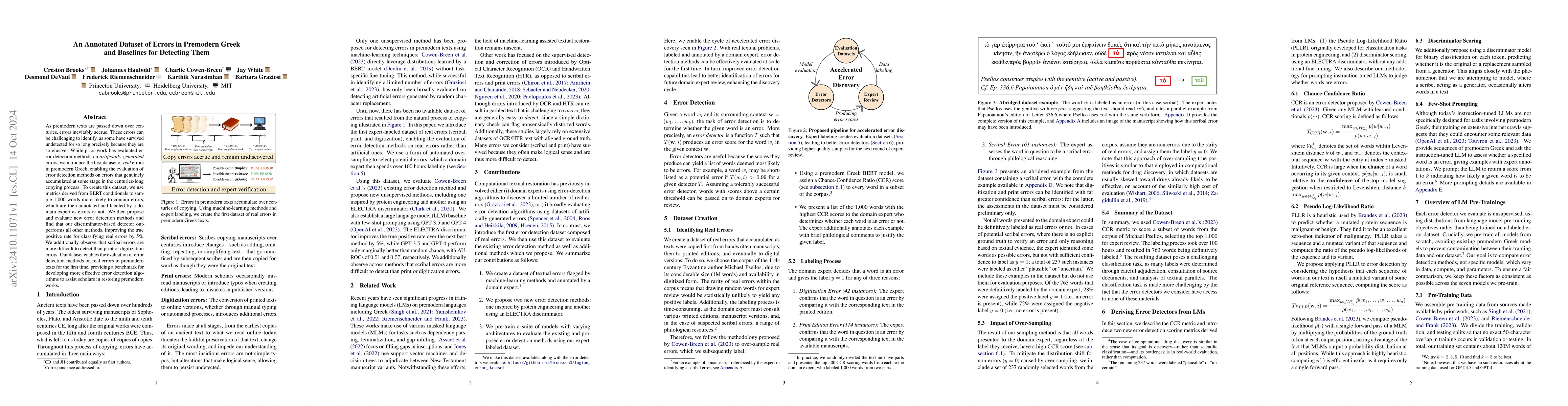 Thumbnail for An Annotated Dataset of Errors in Premodern Greek and Baselines for
  Detecting Them
