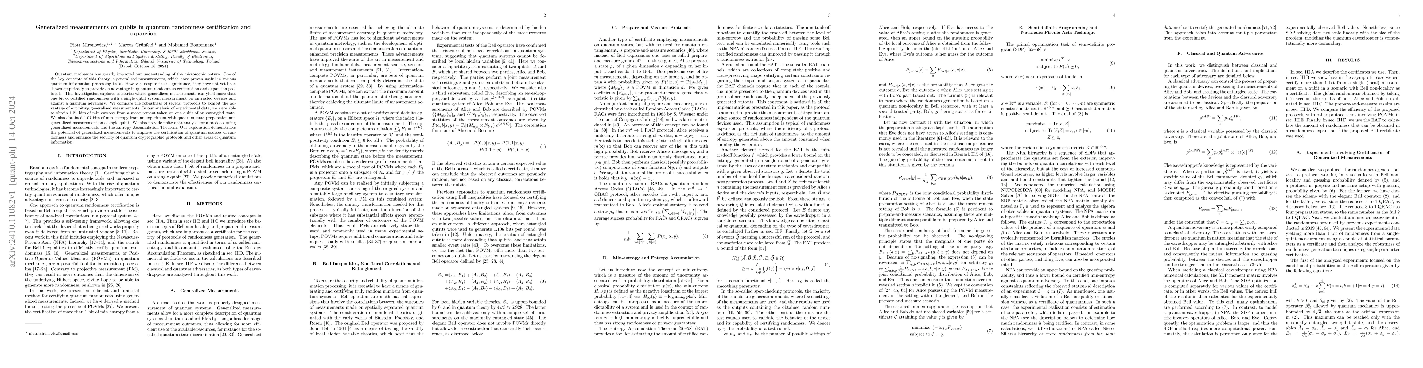 Thumbnail for Generalized measurements on qubits in quantum randomness certification
  and expansion