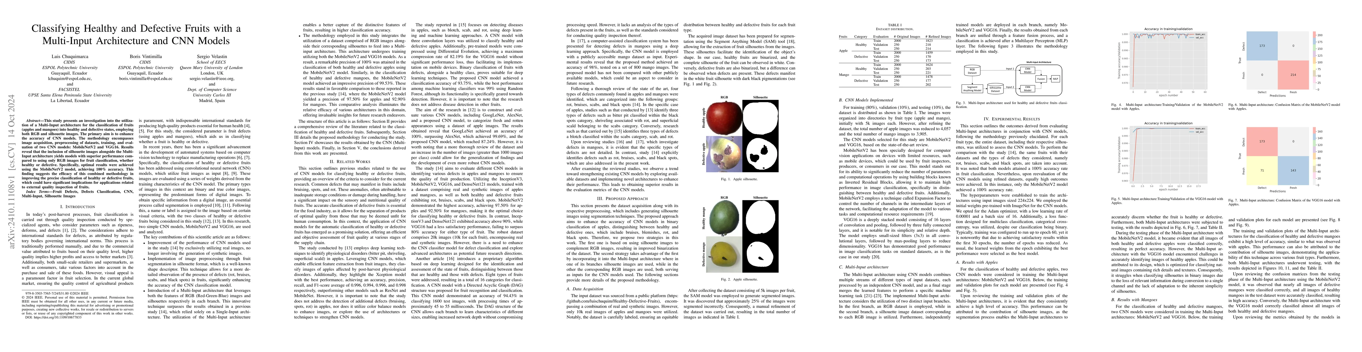 Thumbnail for Classifying Healthy and Defective Fruits with a Multi-Input Architecture
  and CNN Models