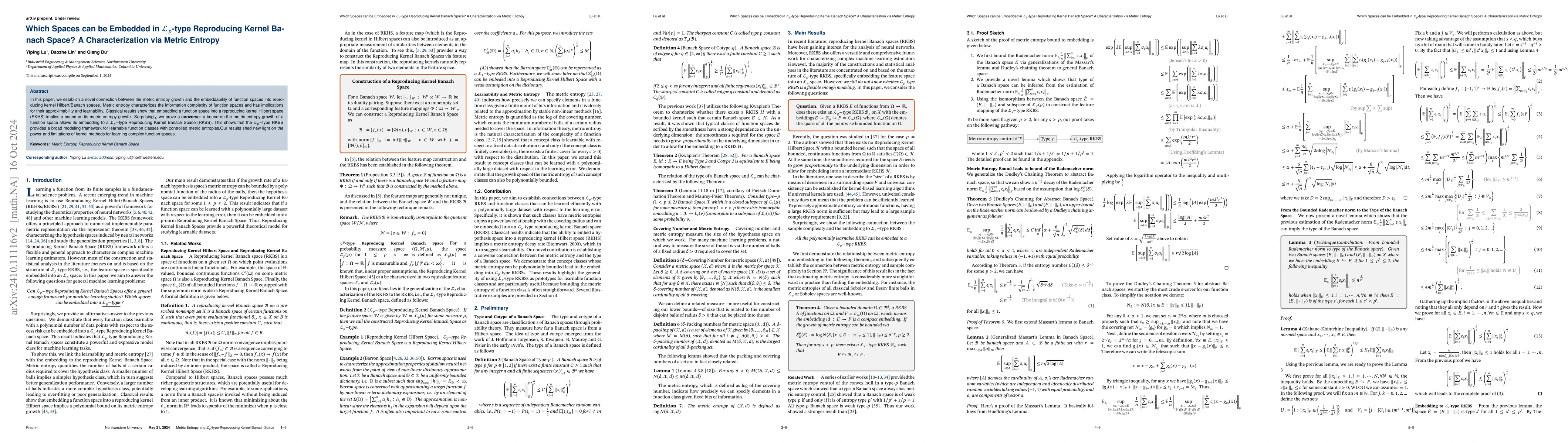 Thumbnail for Which Spaces can be Embedded in $L_p$-type Reproducing Kernel Banach
  Space? A Characterization via Metric Entropy