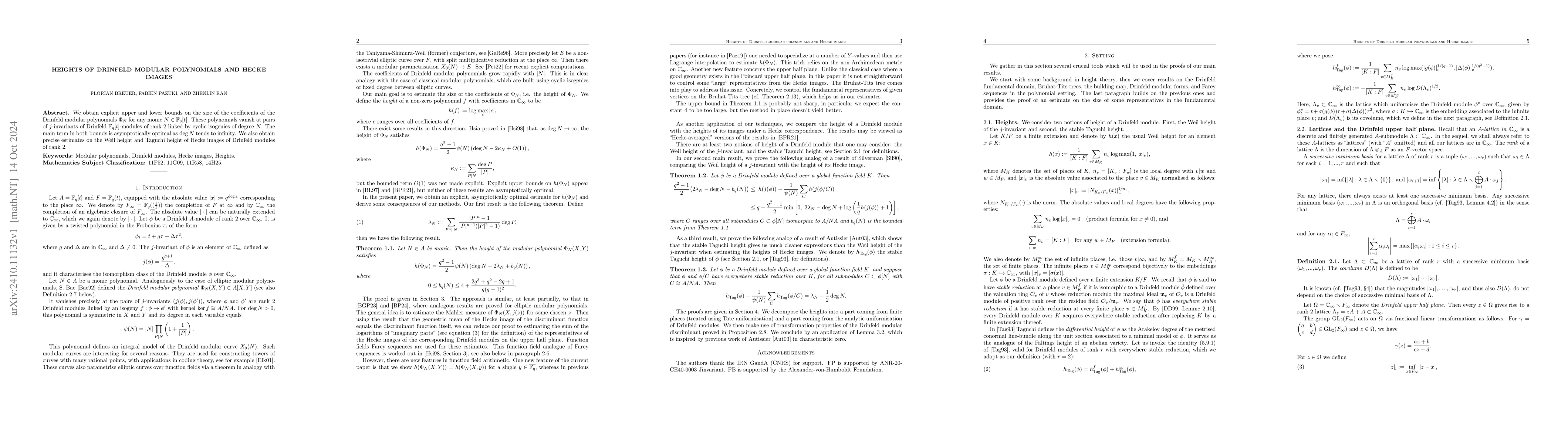 Thumbnail for Heights of Drinfeld modular polynomials and Hecke images