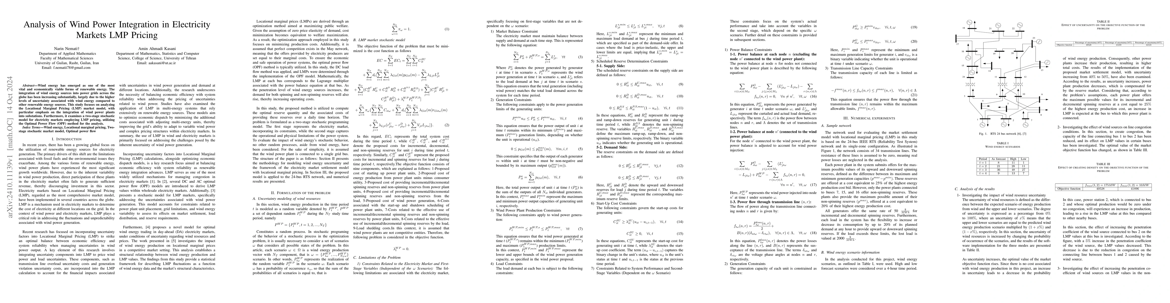 Thumbnail for Analysis of Wind Power Integration in Electricity Markets LMP Pricing