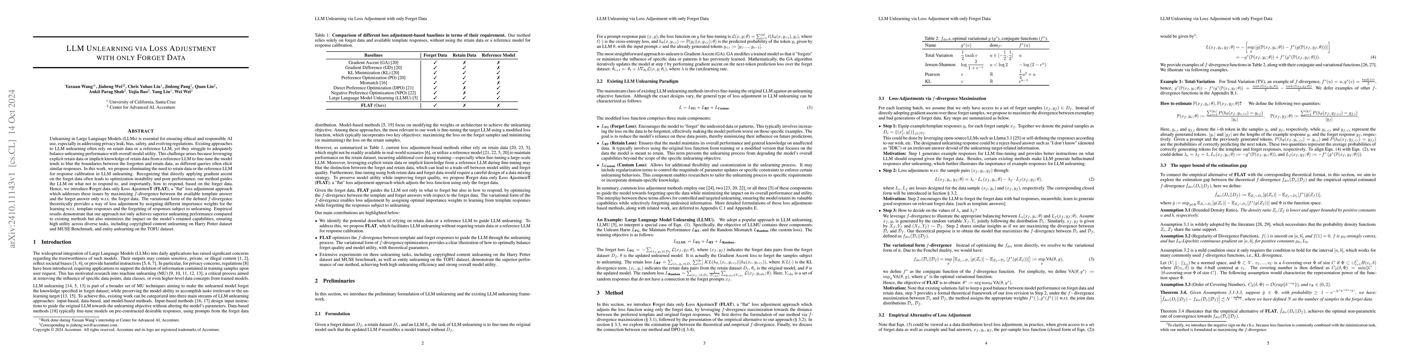 Thumbnail for LLM Unlearning via Loss Adjustment with Only Forget Data