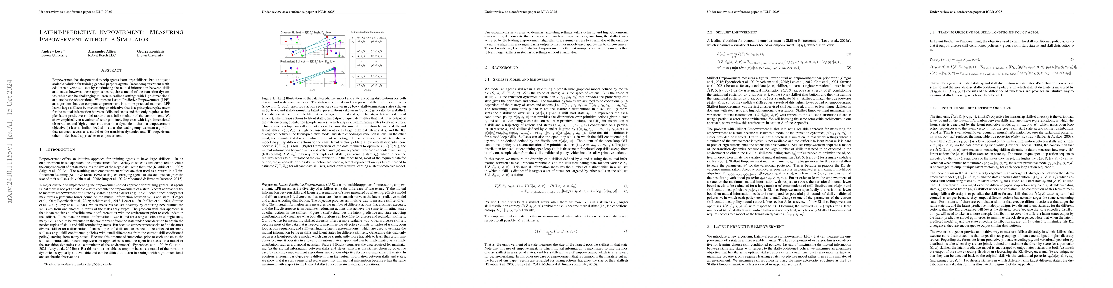 Thumbnail for Latent-Predictive Empowerment: Measuring Empowerment without a Simulator