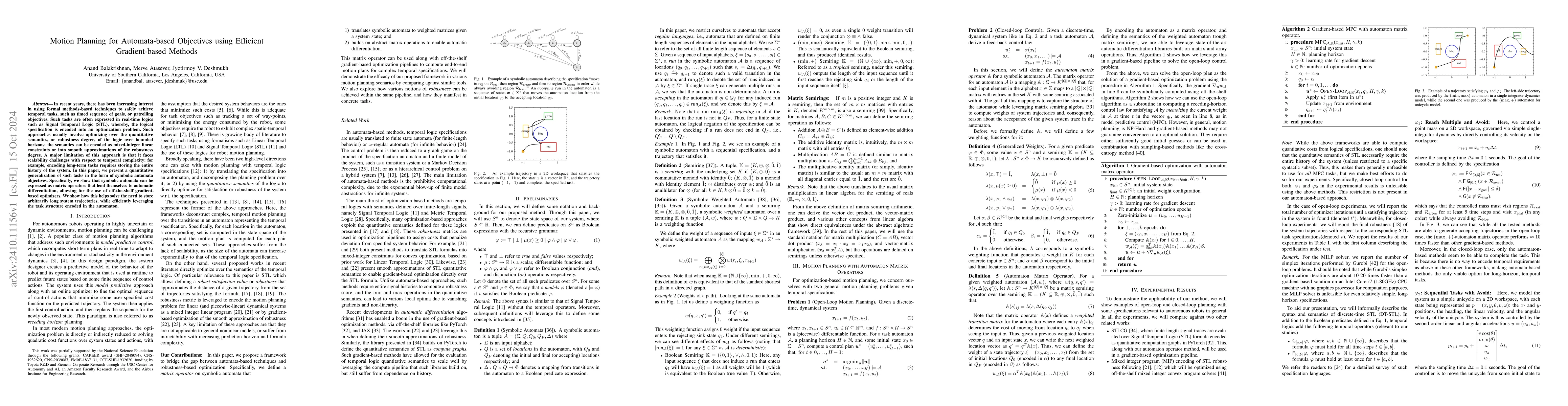 Thumbnail for Motion Planning for Automata-based Objectives using Efficient
  Gradient-based Methods