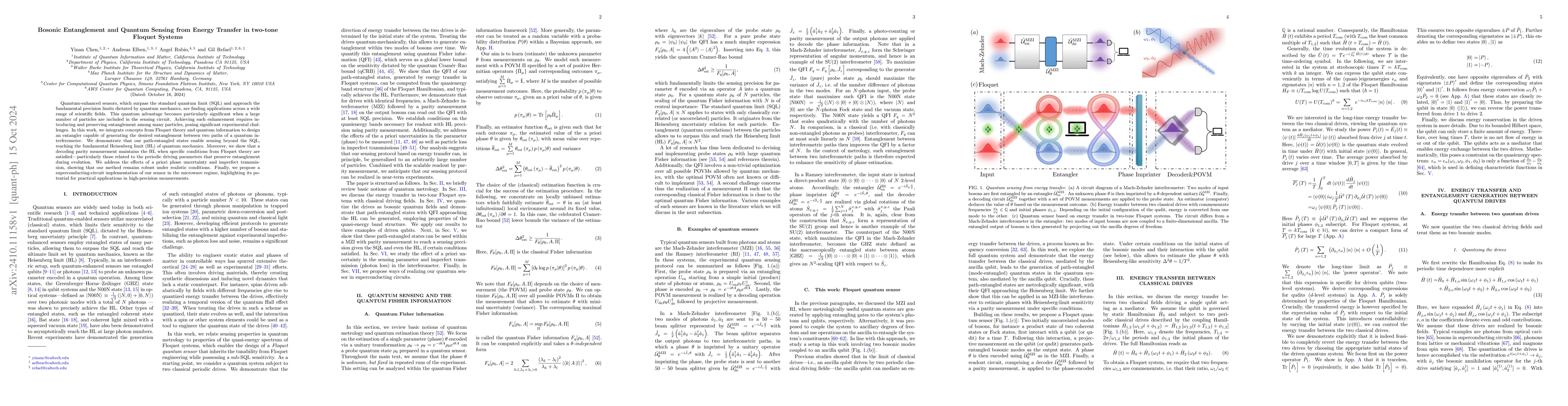 Thumbnail for Bosonic Entanglement and Quantum Sensing from Energy Transfer in
  two-tone Floquet Systems