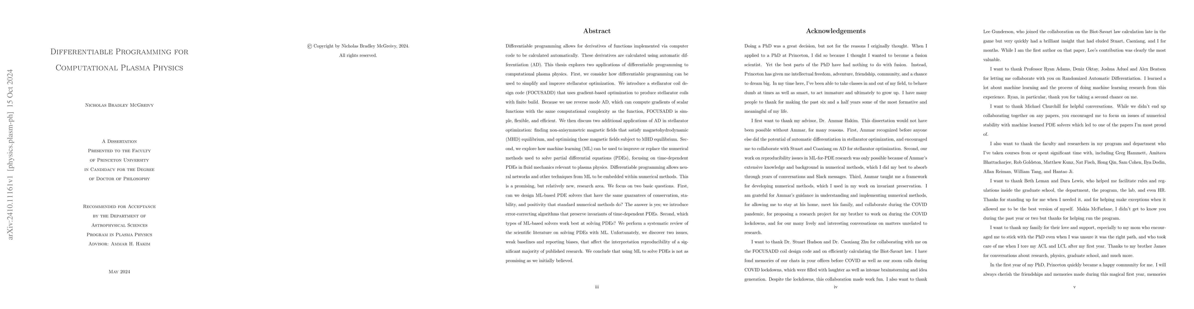 Thumbnail for Differentiable Programming for Computational Plasma Physics