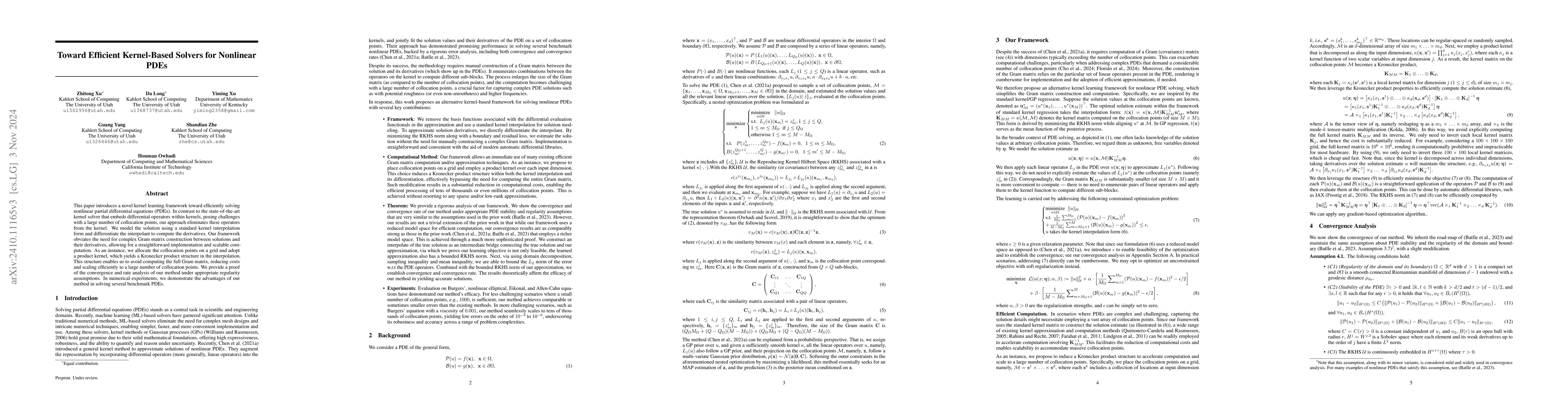Thumbnail for Toward Efficient Kernel-Based Solvers for Nonlinear PDEs