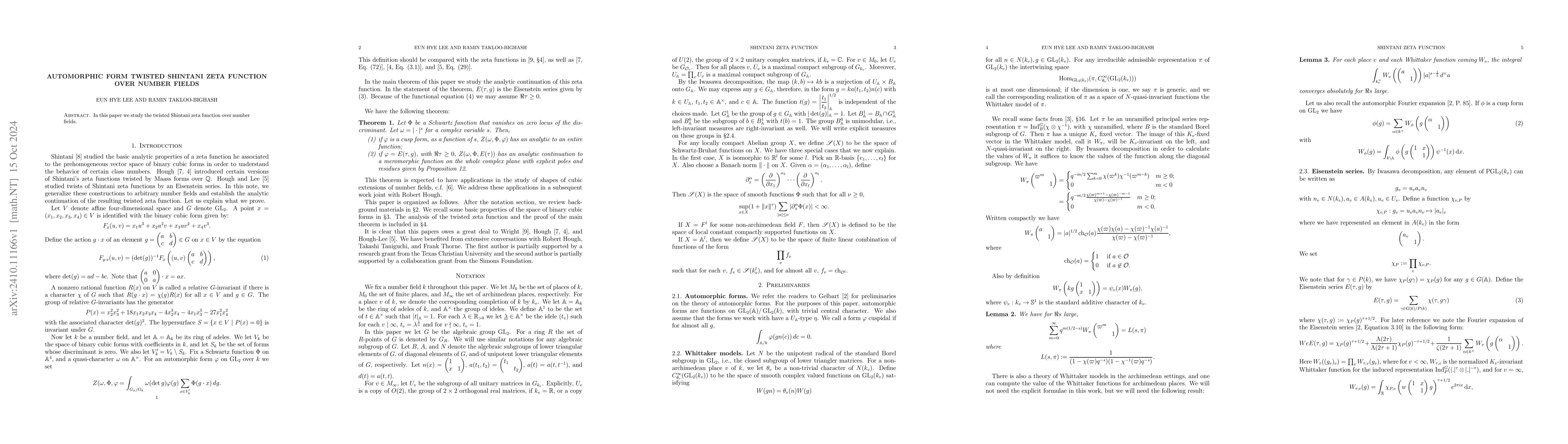 Thumbnail for Automorphic form twisted Shintani zeta functions over number fields