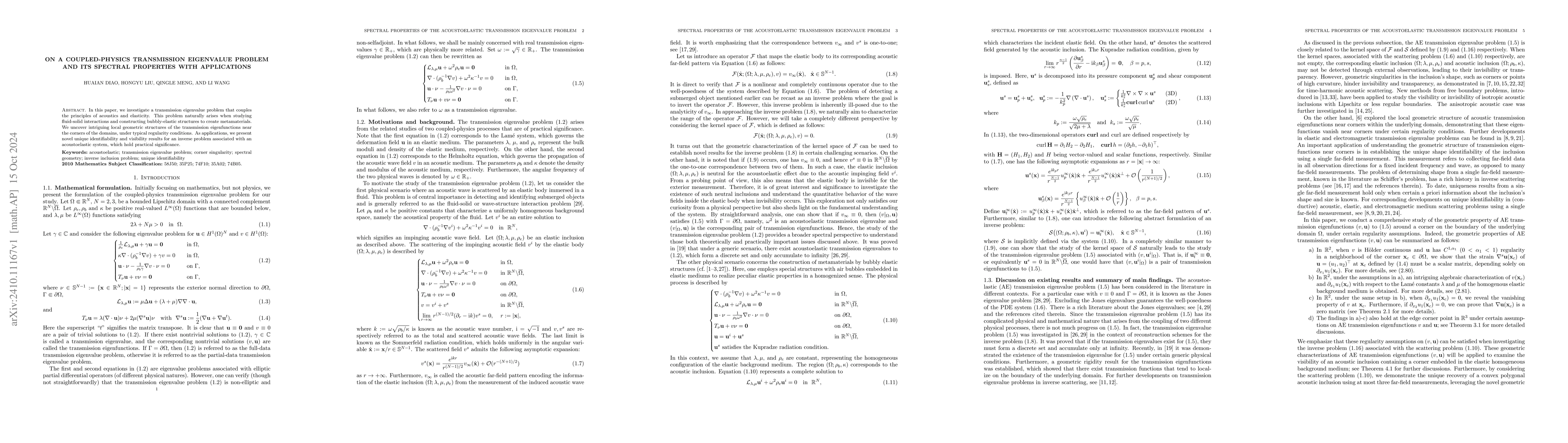 Thumbnail for On a coupled-physics transmission eigenvalue problem and its spectral
  properties with applications