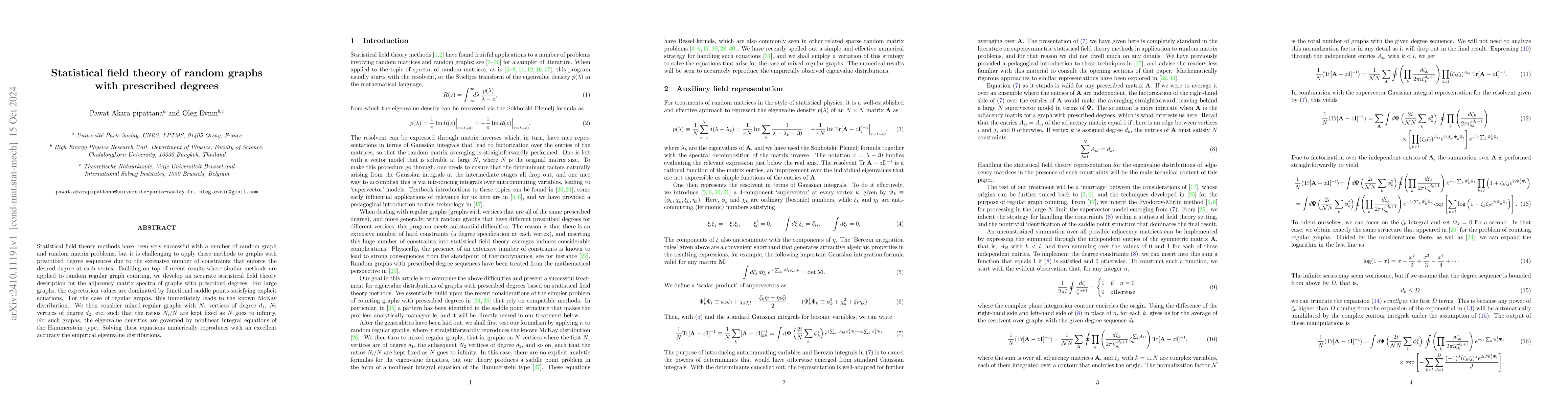 Thumbnail for Statistical field theory of random graphs with prescribed degrees