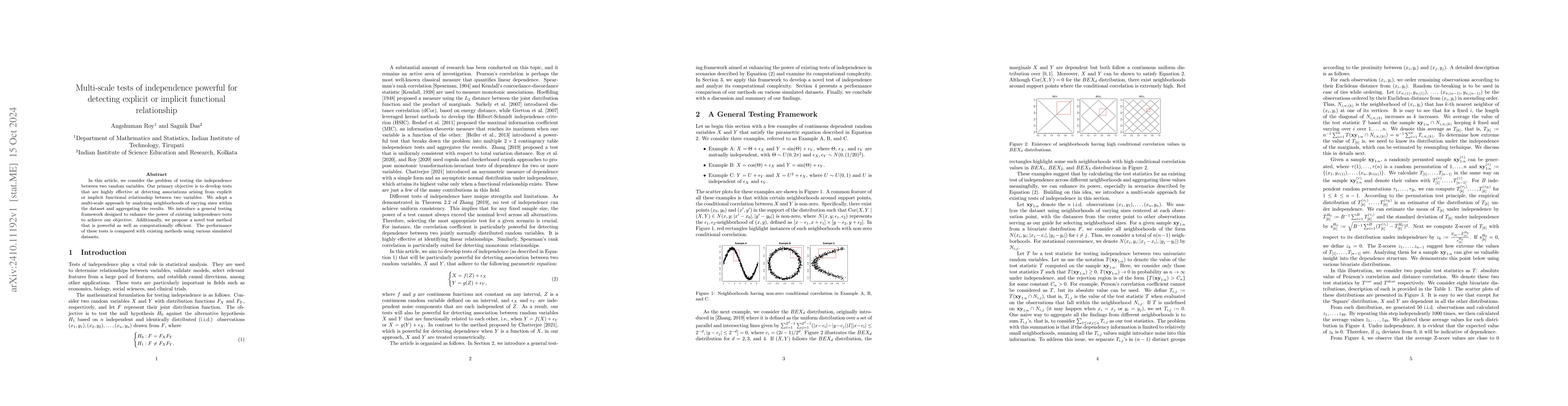 Thumbnail for Multi-scale tests of independence powerful for detecting explicit or
  implicit functional relationship