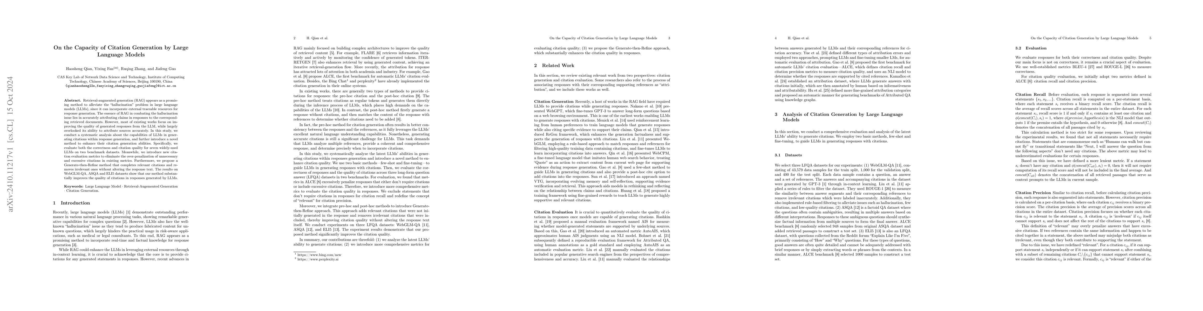 Thumbnail for On the Capacity of Citation Generation by Large Language Models