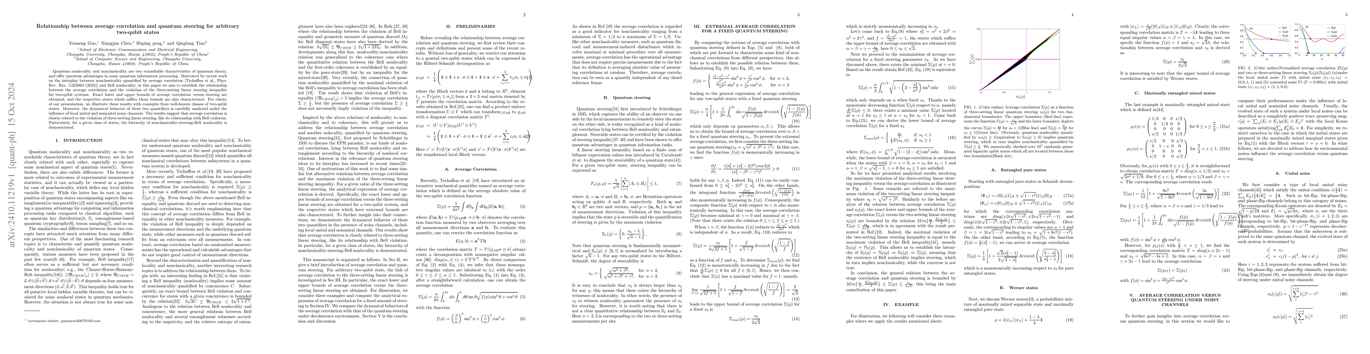 Thumbnail for Relationship between average correlation and quantum steering for
  arbitrary two-qubit states