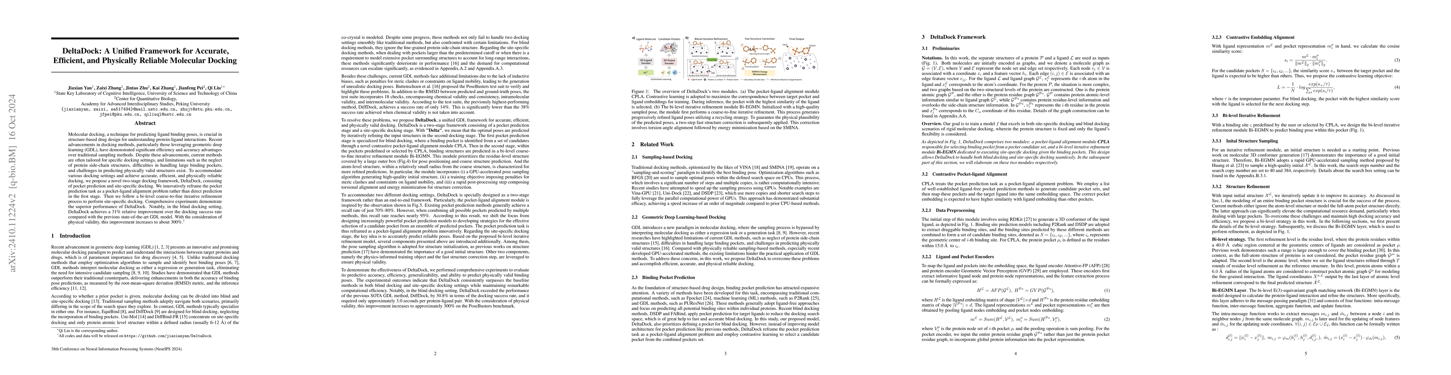 Thumbnail for DeltaDock: A Unified Framework for Accurate, Efficient, and Physically
  Reliable Molecular Docking