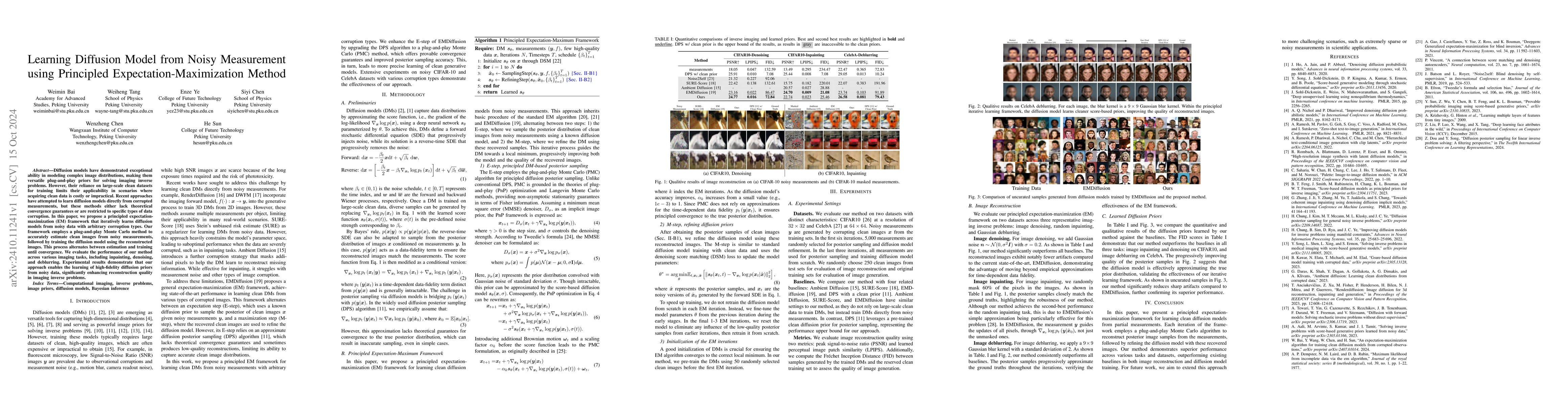 Thumbnail for Learning Diffusion Model from Noisy Measurement using Principled
  Expectation-Maximization Method