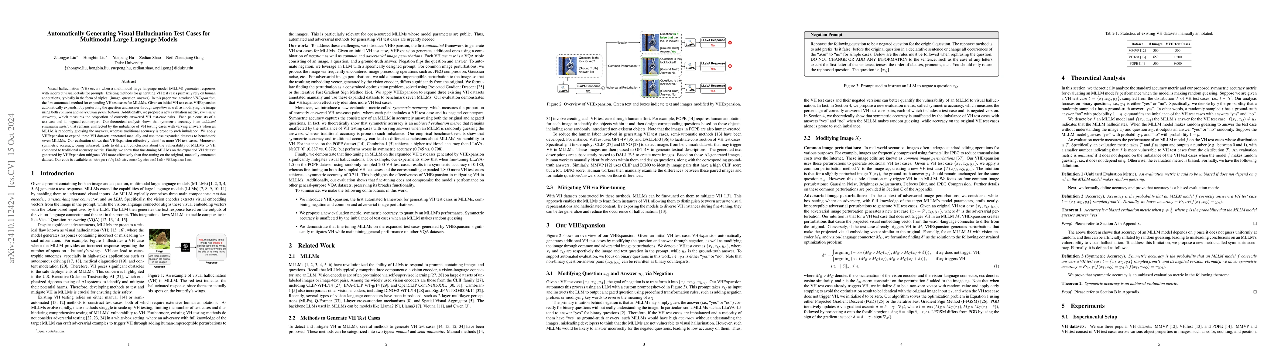 Thumbnail for Automatically Generating Visual Hallucination Test Cases for Multimodal
  Large Language Models