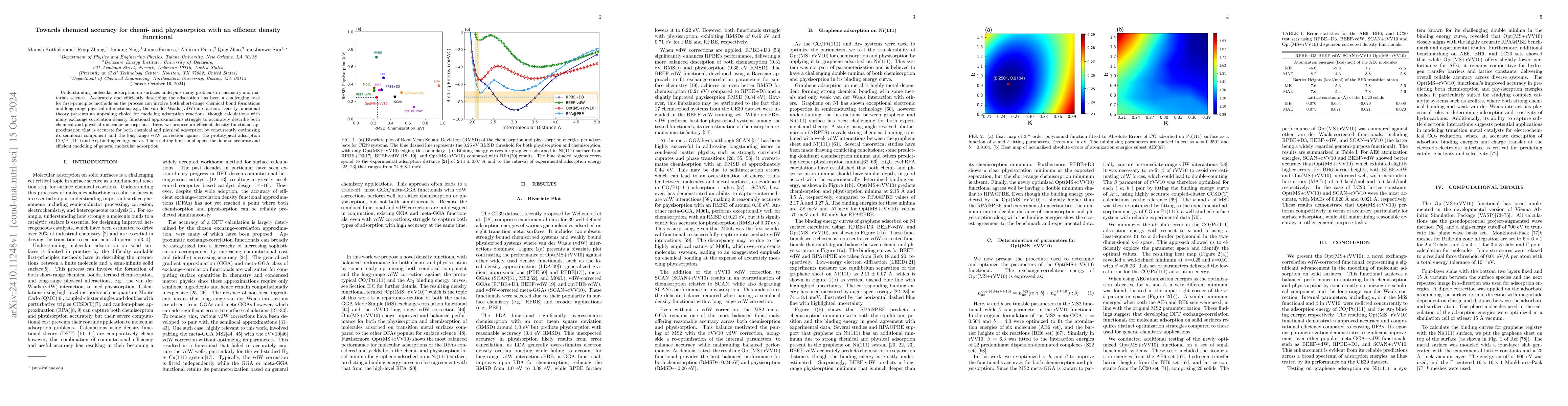 Thumbnail for Towards chemical accuracy for chemi- and physisorption with an efficient
  density functional