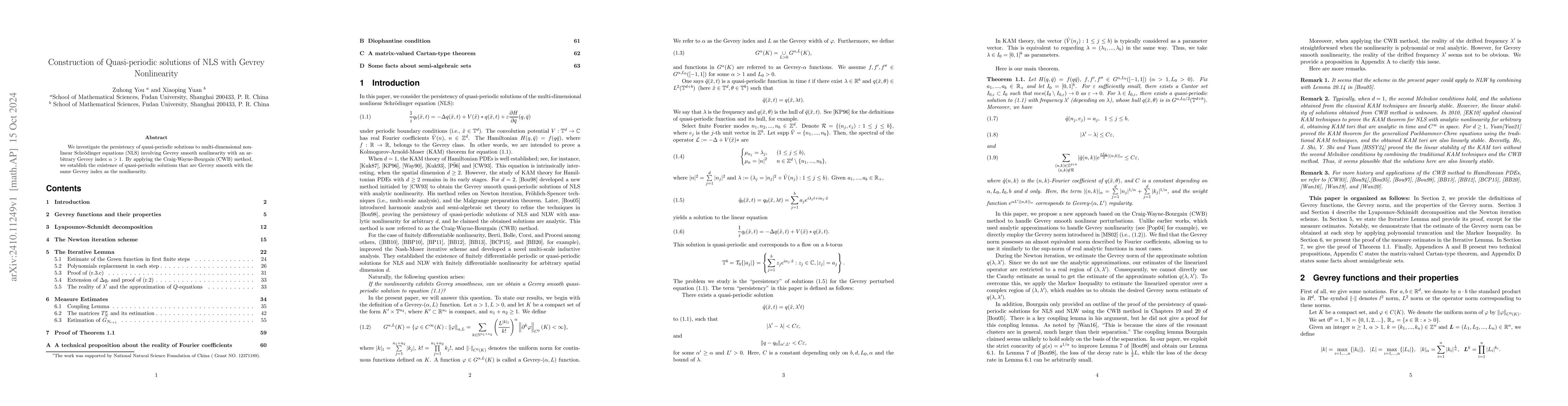 Thumbnail for Construction of Quasi-periodic solutions of NLS with Gevrey Nonlinearity
