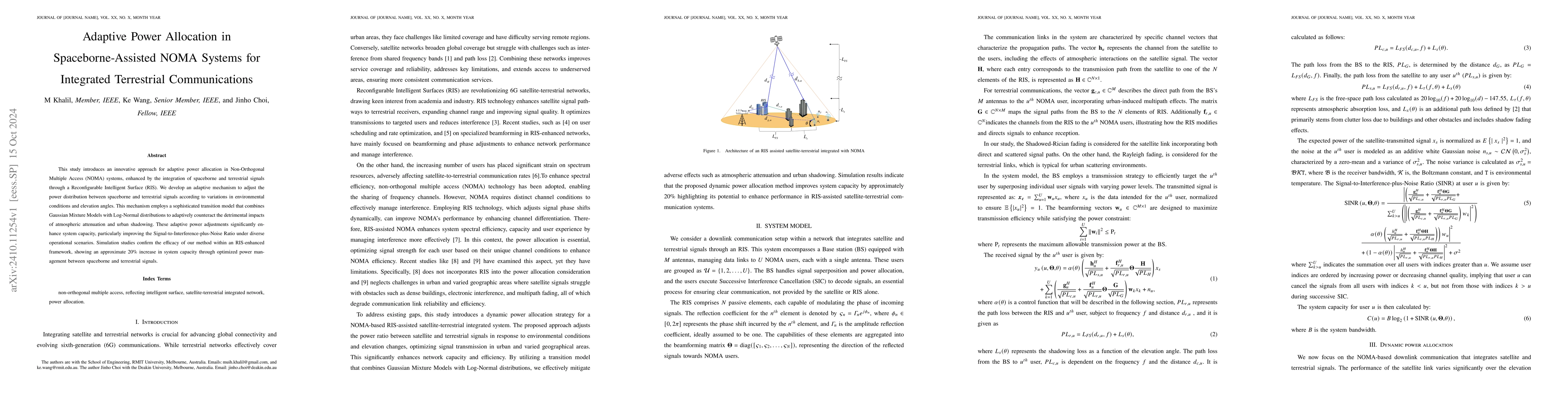 Thumbnail for Adaptive Power Allocation in Spaceborne Assisted NOMA Systems for
  Integrated Terrestrial Communications