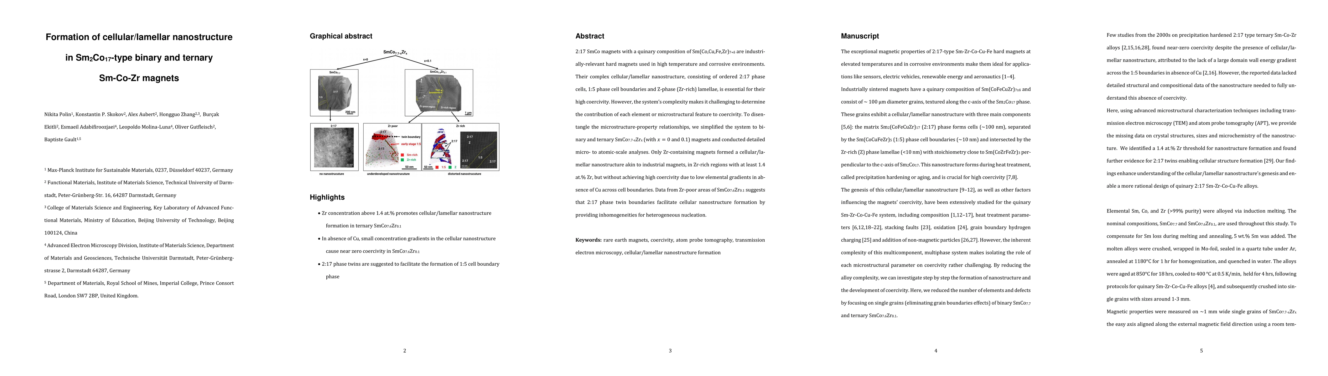 Thumbnail for Formation of cellular/lamellar nanostructure in Sm$_2$Co$_{17}$-type
  binary and ternary Sm-Co-Zr magnets