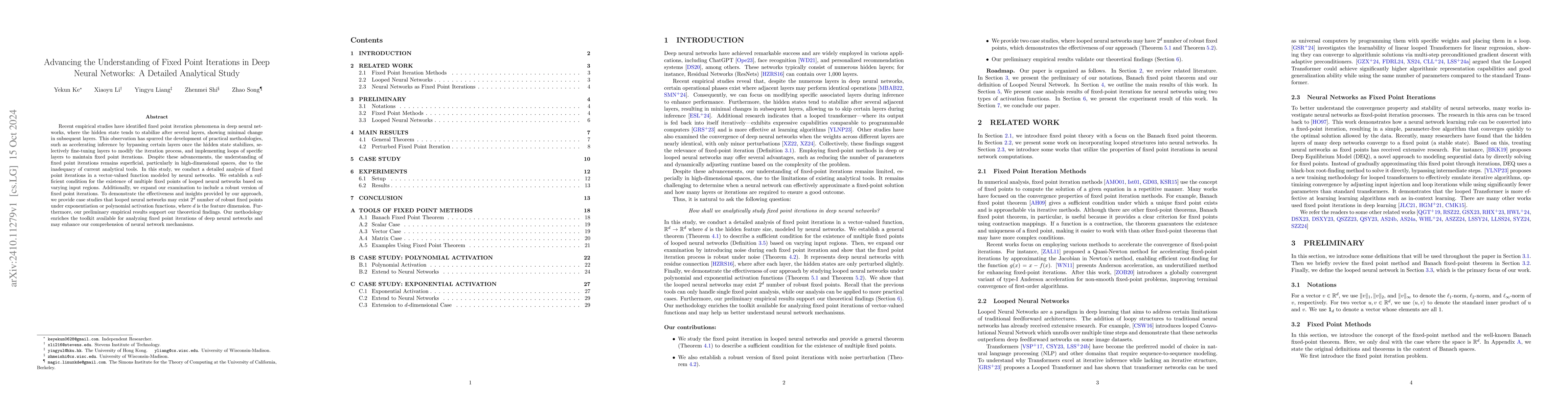 Thumbnail for Advancing the Understanding of Fixed Point Iterations in Deep Neural
  Networks: A Detailed Analytical Study