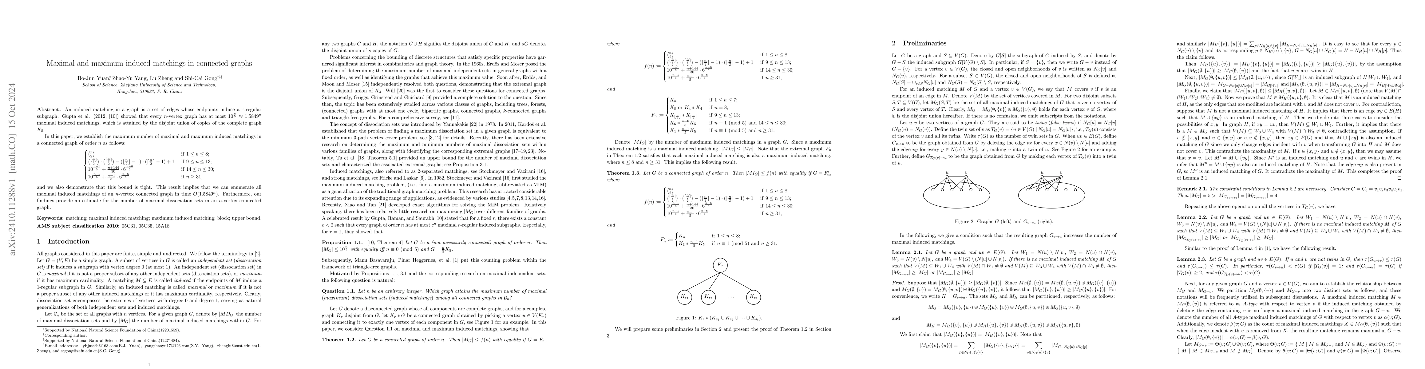 Thumbnail for Maximal and maximum induced matchings in connected graphs