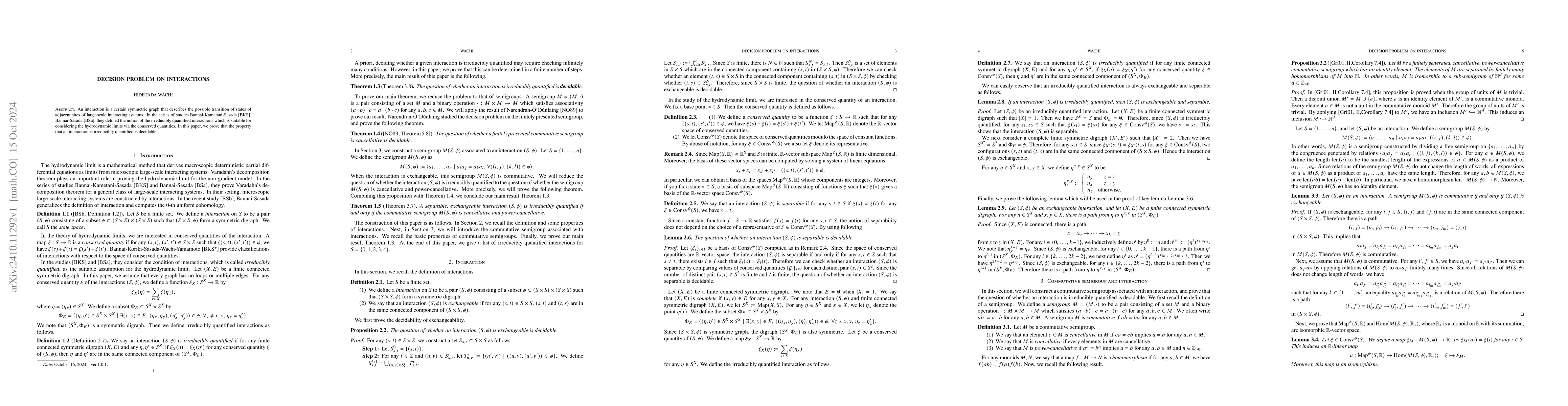 Thumbnail for Decision problem on interactions