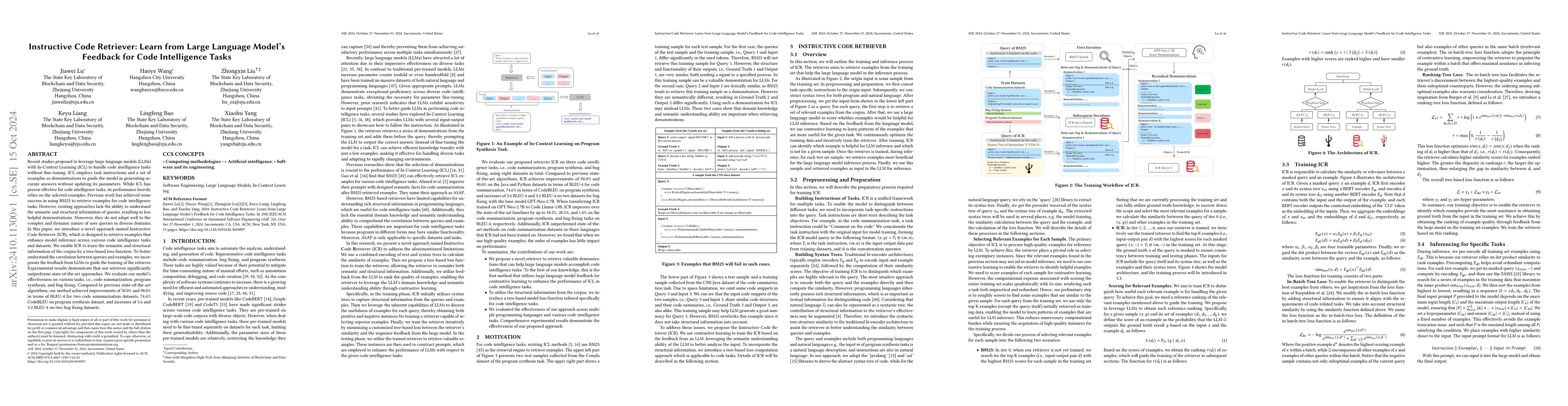 Thumbnail for Instructive Code Retriever: Learn from Large Language Model's Feedback
  for Code Intelligence Tasks
