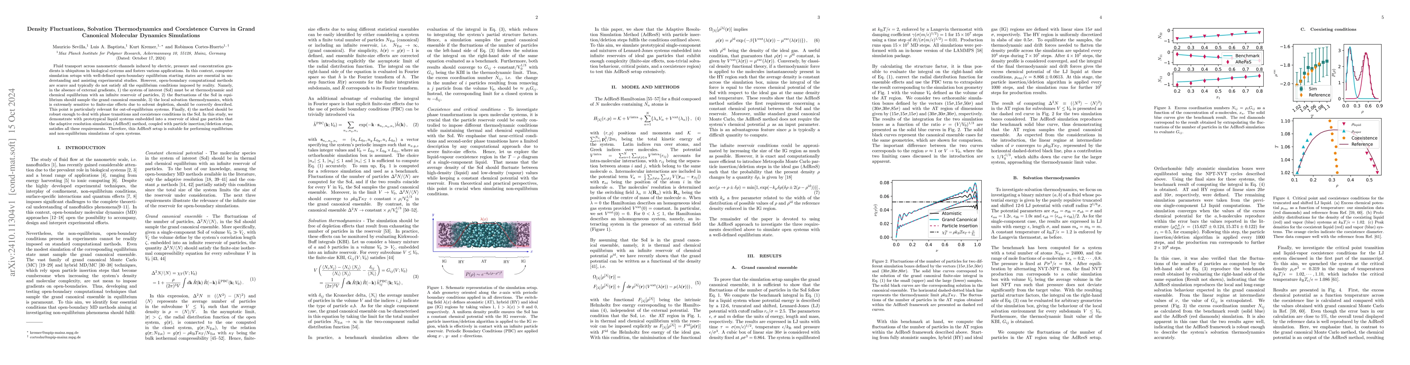 Thumbnail for Density Fluctuations, Solvation Thermodynamics and Coexistence Curves in
  Grand Canonical Molecular Dynamics Simulations