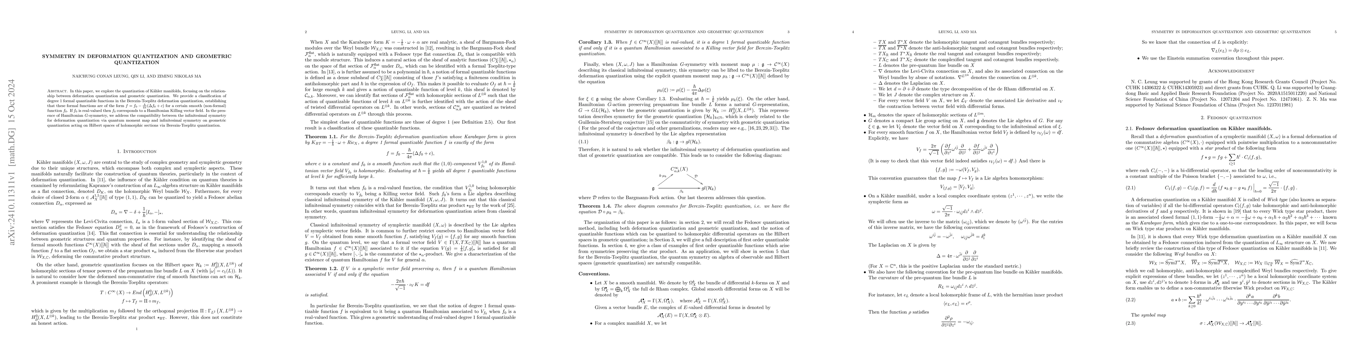 Thumbnail for Symmetry in Deformation quantization and Geometric quantization