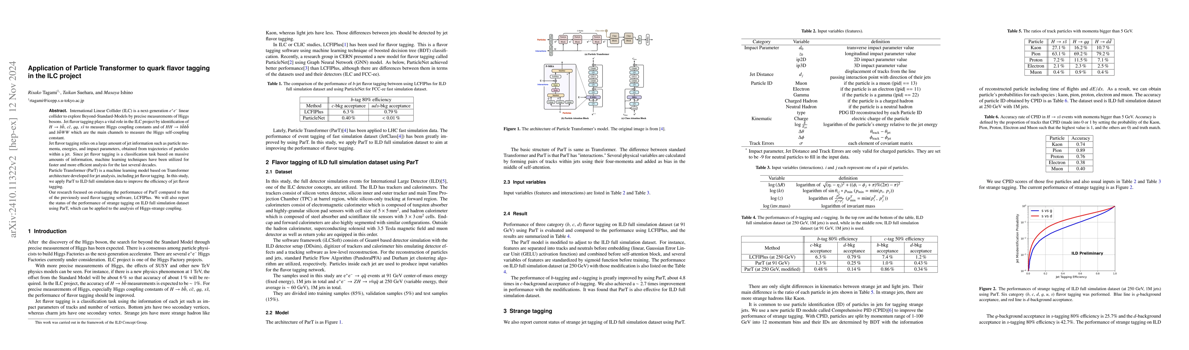 Thumbnail for Application of Particle Transformer to quark flavor tagging in the ILC
  project