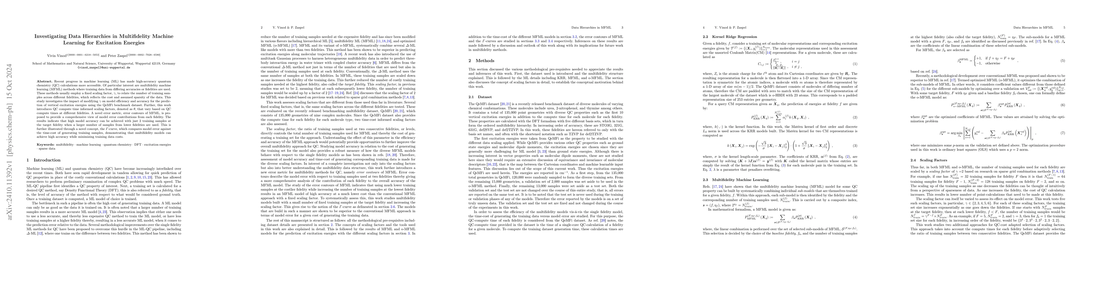 Thumbnail for Investigating Data Hierarchies in Multifidelity Machine Learning for
  Excitation Energies