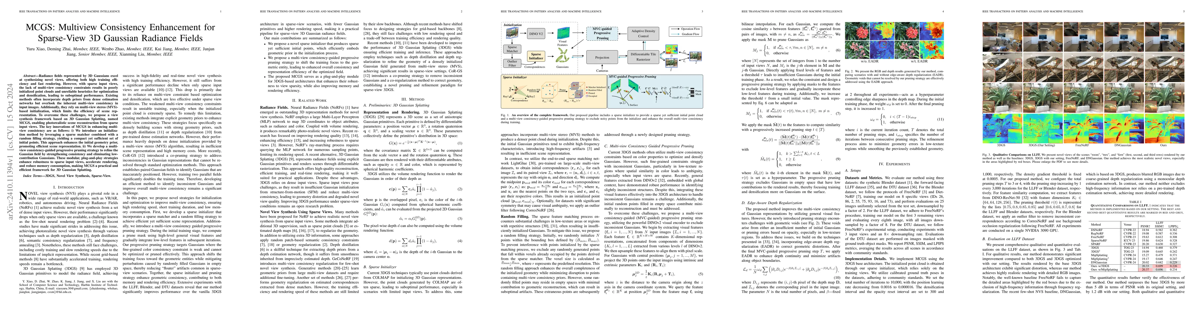 Thumbnail for MCGS: Multiview Consistency Enhancement for Sparse-View 3D Gaussian
  Radiance Fields